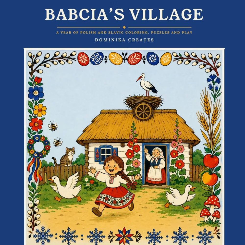 Babcia's Village coloring and activity book cover