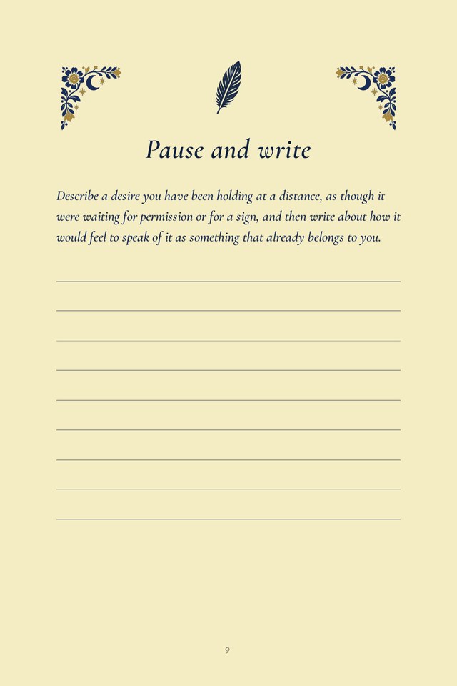 A light yellow page with a prompt and ruled lines to write on